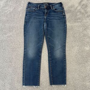 Silver Jeans Womens 29x31 Aiko Straight Distressed Low Rise Medium Blue Denim